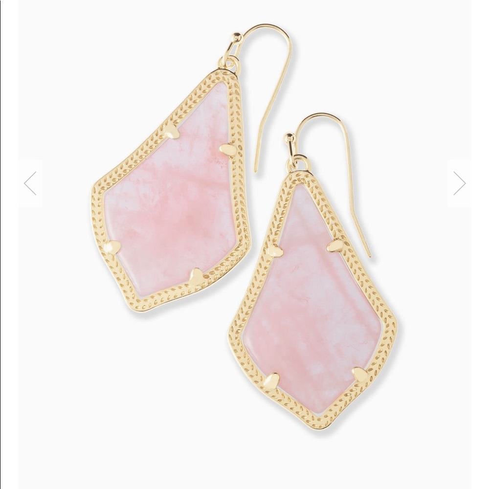 Alex Gold Drop Earrings In Rose Quartz
